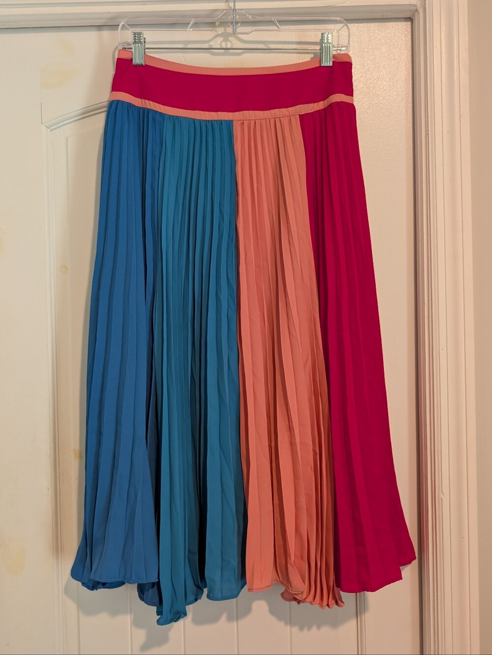Colorblock Pleated Midi Skirt Sz S